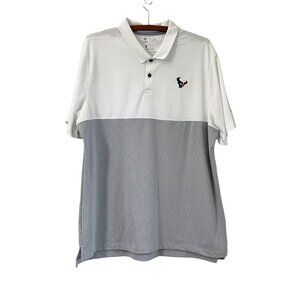 Nike Mens Texans Football White Gray Polo Performance Shirt Size XLarge
